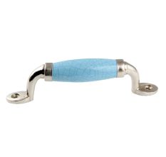 Turquoise Crackle Small Ceramic Silver Door Handles